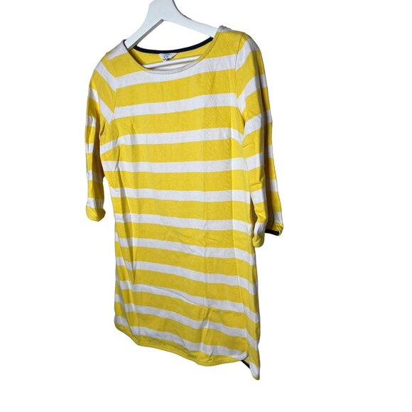 Crown & Ivy Women’s M Yellow White Stripe Tunic Top or Mini Dress Cotton 33” - Picture 12 of 12
